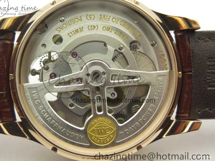 MIROTIME 0209 Portuguese Tourbillon IW504602 RG ZF Best Edition White Dial on Brown Leather Strap Stretchable 7178
